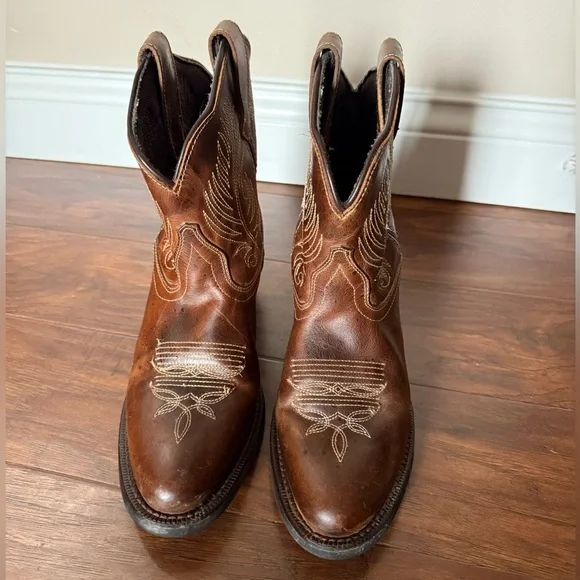 Laredo Tori Western Classic Brown Leather Cowboy Boots-Size 7.5 - Picture 2 of 11